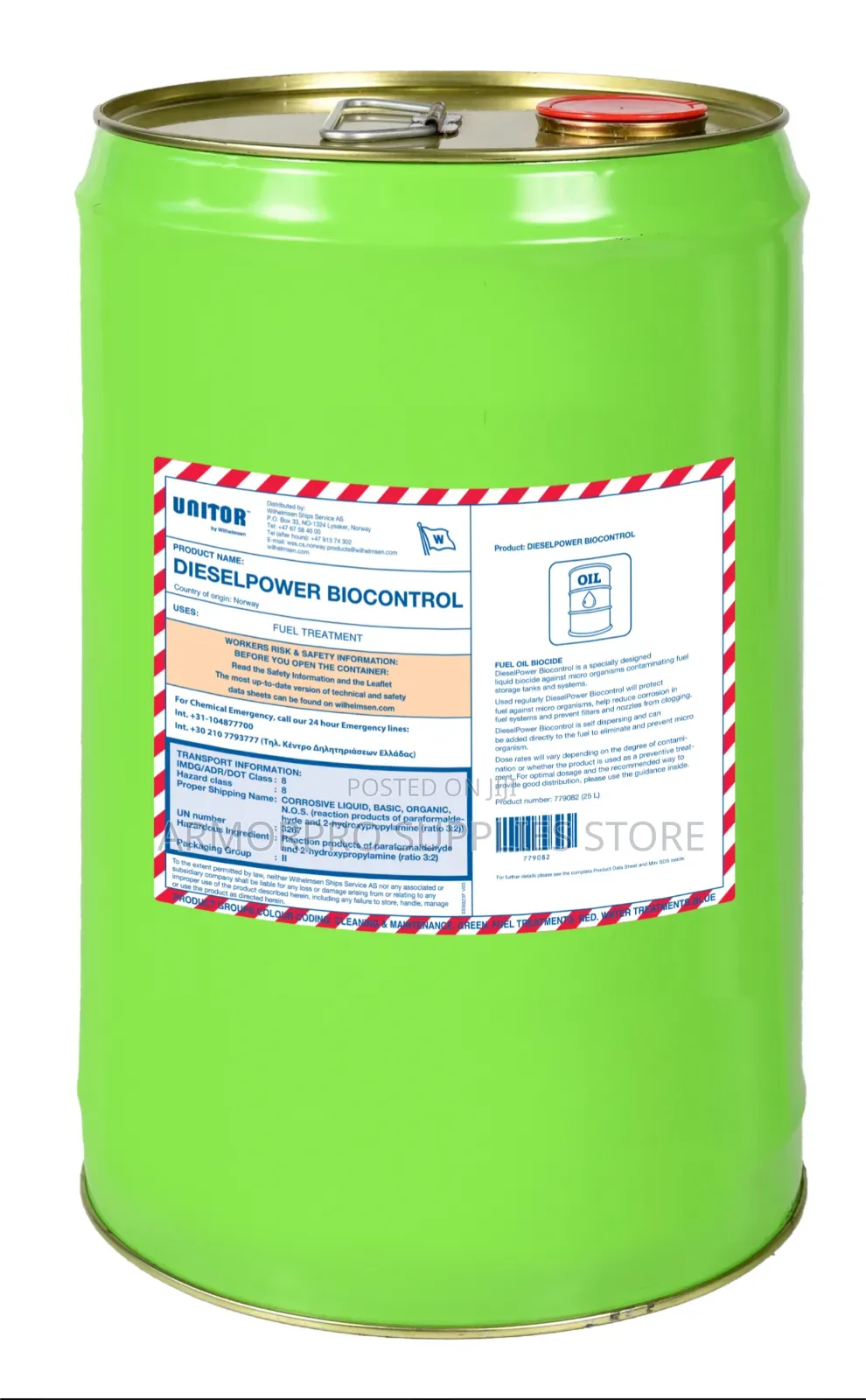 25-Liter Drum of Unitor Dieselpower Biocontrol