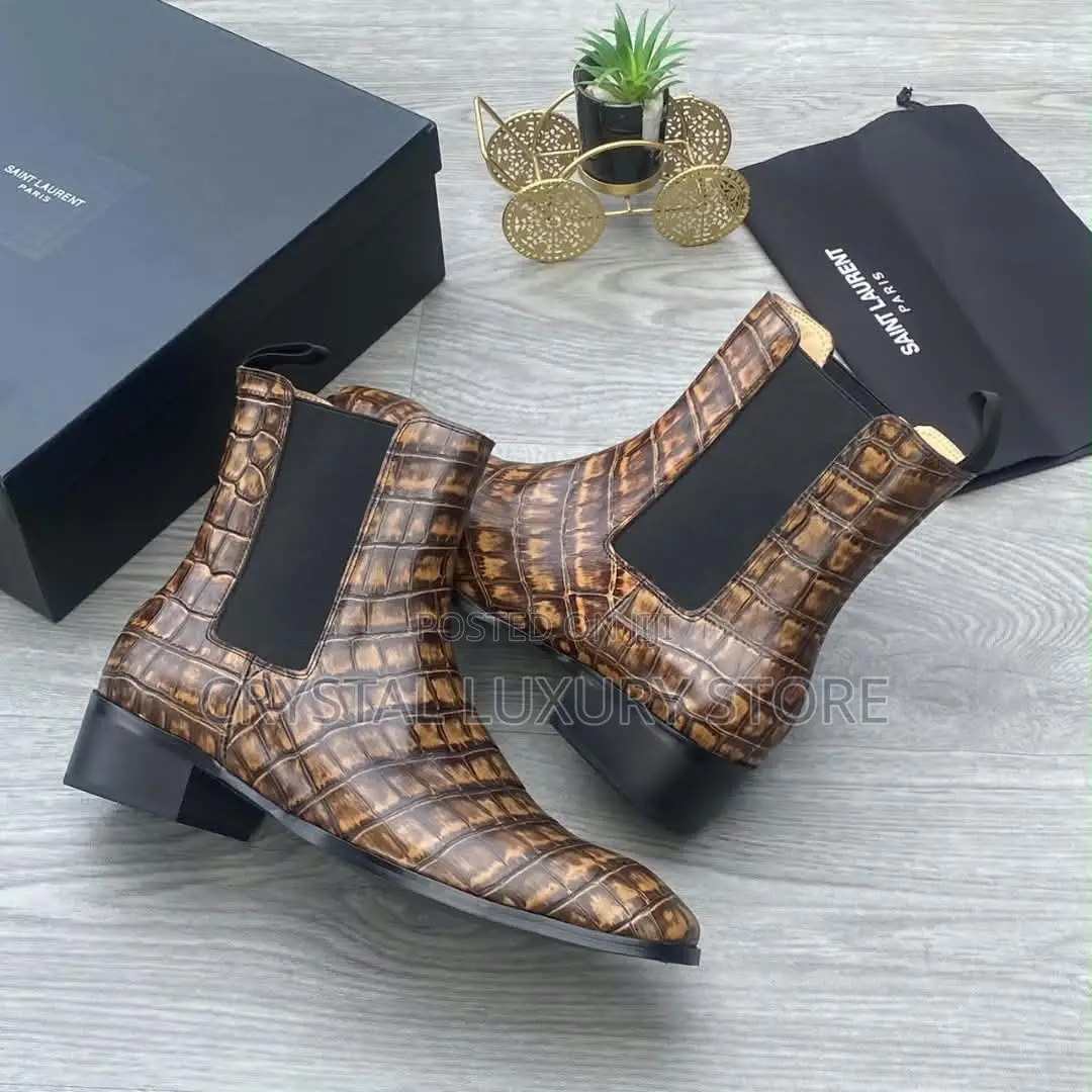 Saint Laurent Quality Luxury Men Genuine Leather Boots