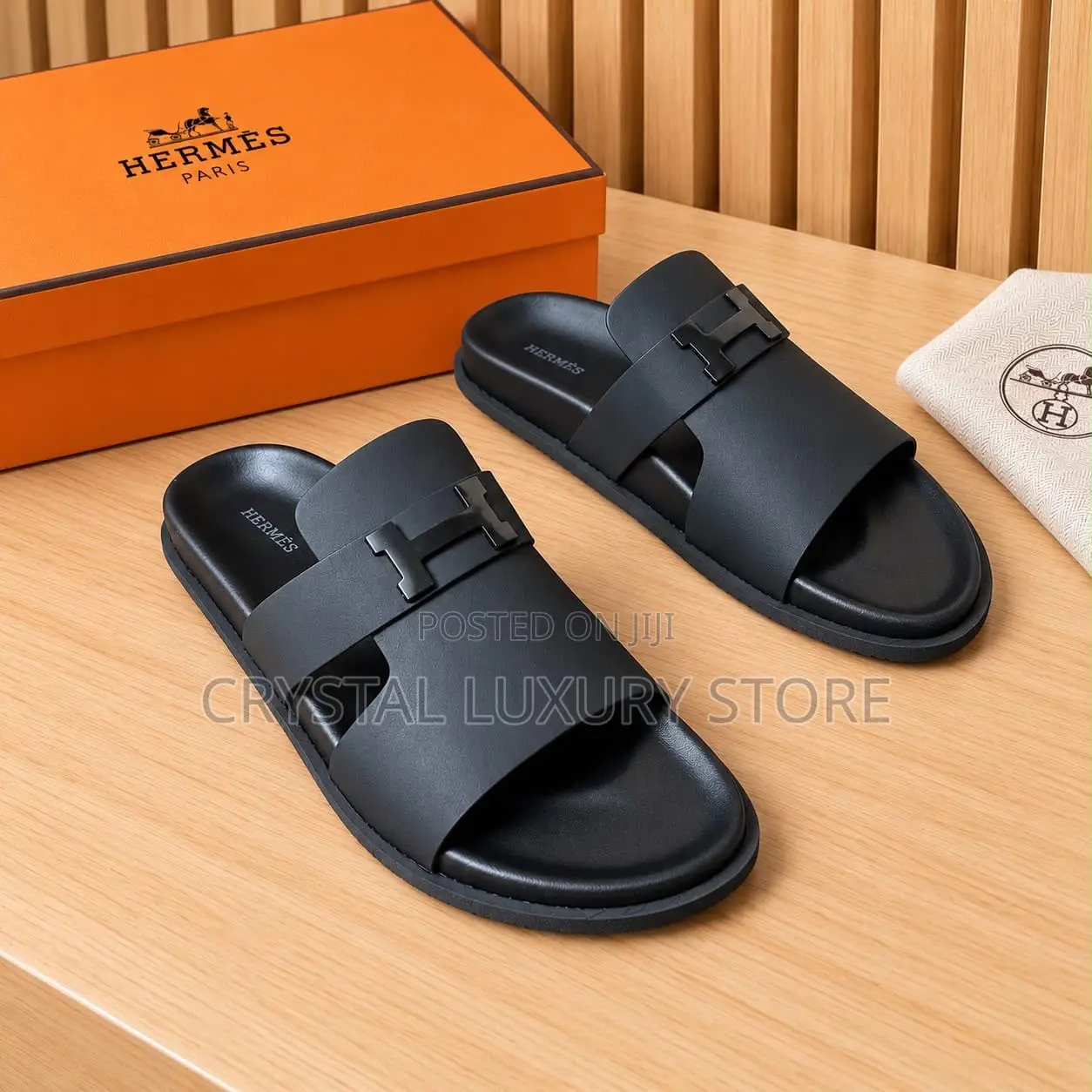 Hermes Quality Luxury Men Genuine Leather Sandals