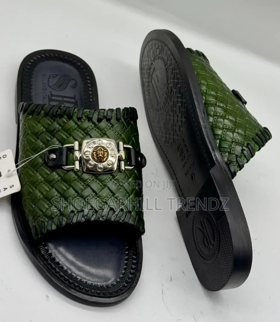 SR Italian Palm Classic Leather Slippers High-Quality