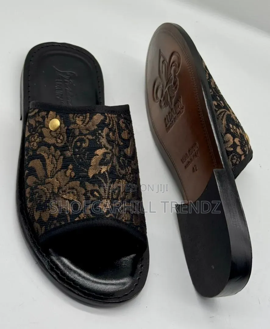 SR Italian Palm Classic Leather Slippers High-Quality