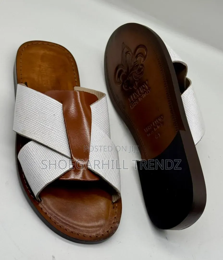 SR Italian Palm Classic Leather Slippers High-Quality
