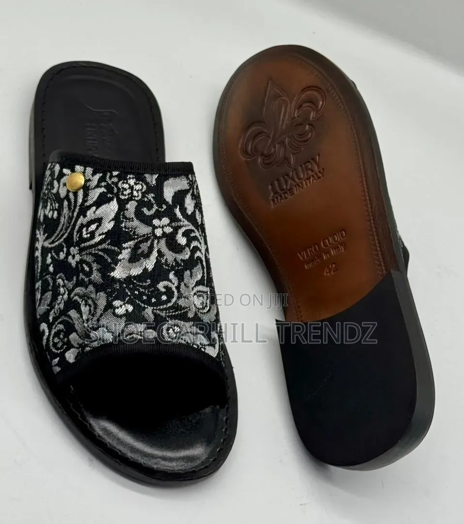 SR Italian Palm Classic Leather Slippers High-Quality