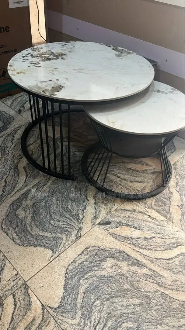 2 in 1 Real Marble Round Center Table