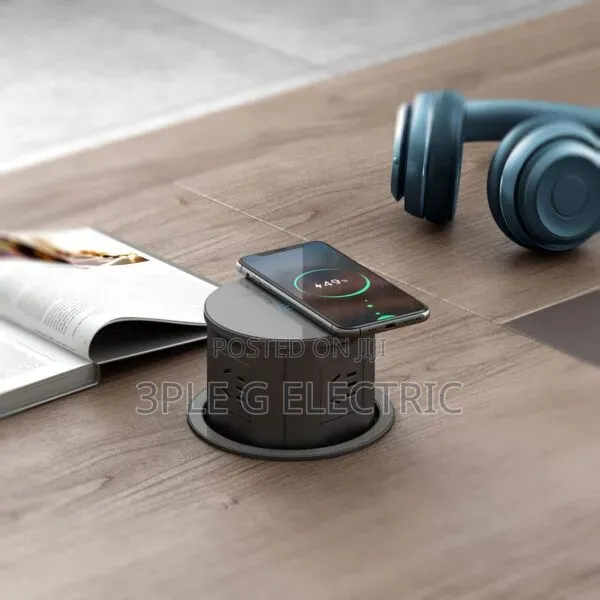 Modern Pop Up Socket Island With USB and Wireless Charger