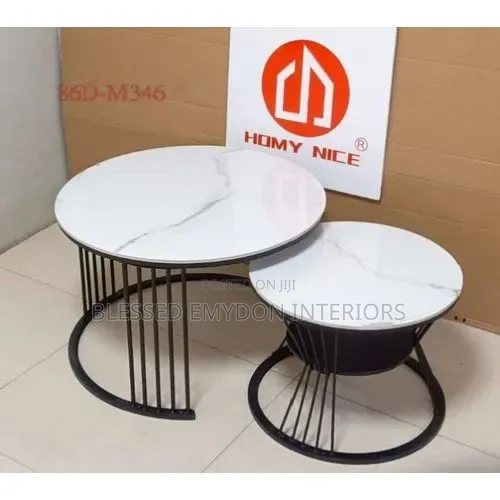 Round White Marble Top With Black Birdcage Metal Base