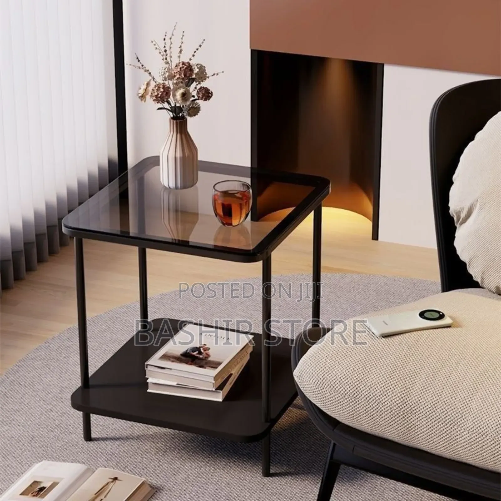 40by40 Nordic Glass Top Side Stool/Table