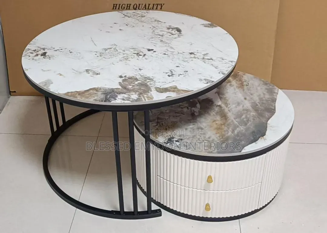 Marble Top With 2 Storage Drawers - Gold White