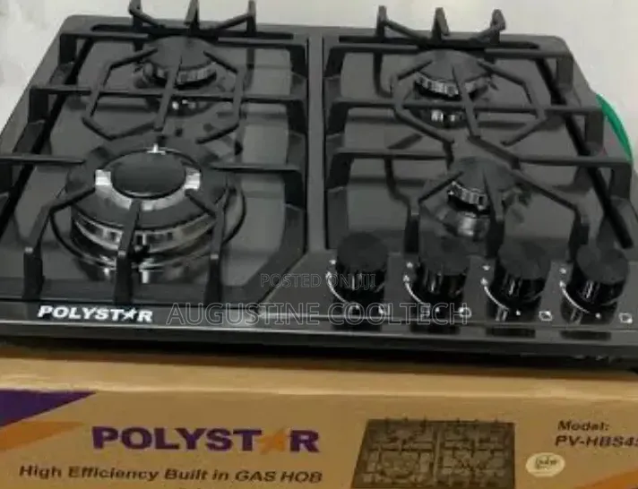 Brand New Polystar Stainless Black Cooker 4burner Gas