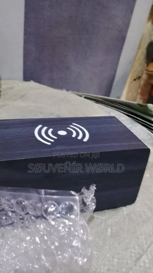Wooden Digital Alarm Clock With Wireless Charging