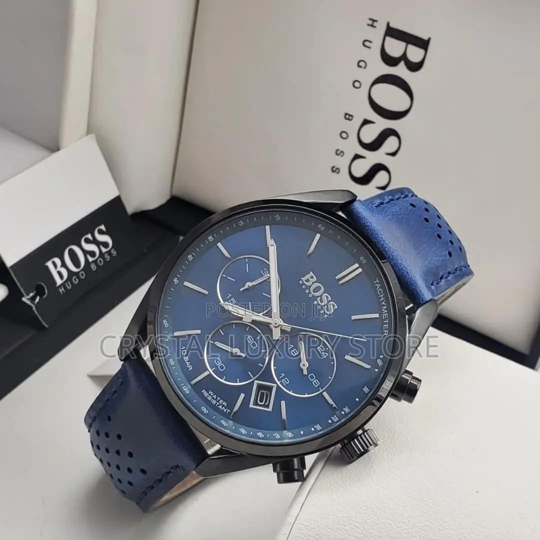 Hugo Boss Quality Luxury Men Genuine Leather Wristwatch