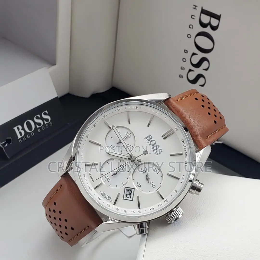 Hugo Boss Quality Luxury Men Genuine Leather Wristwatch