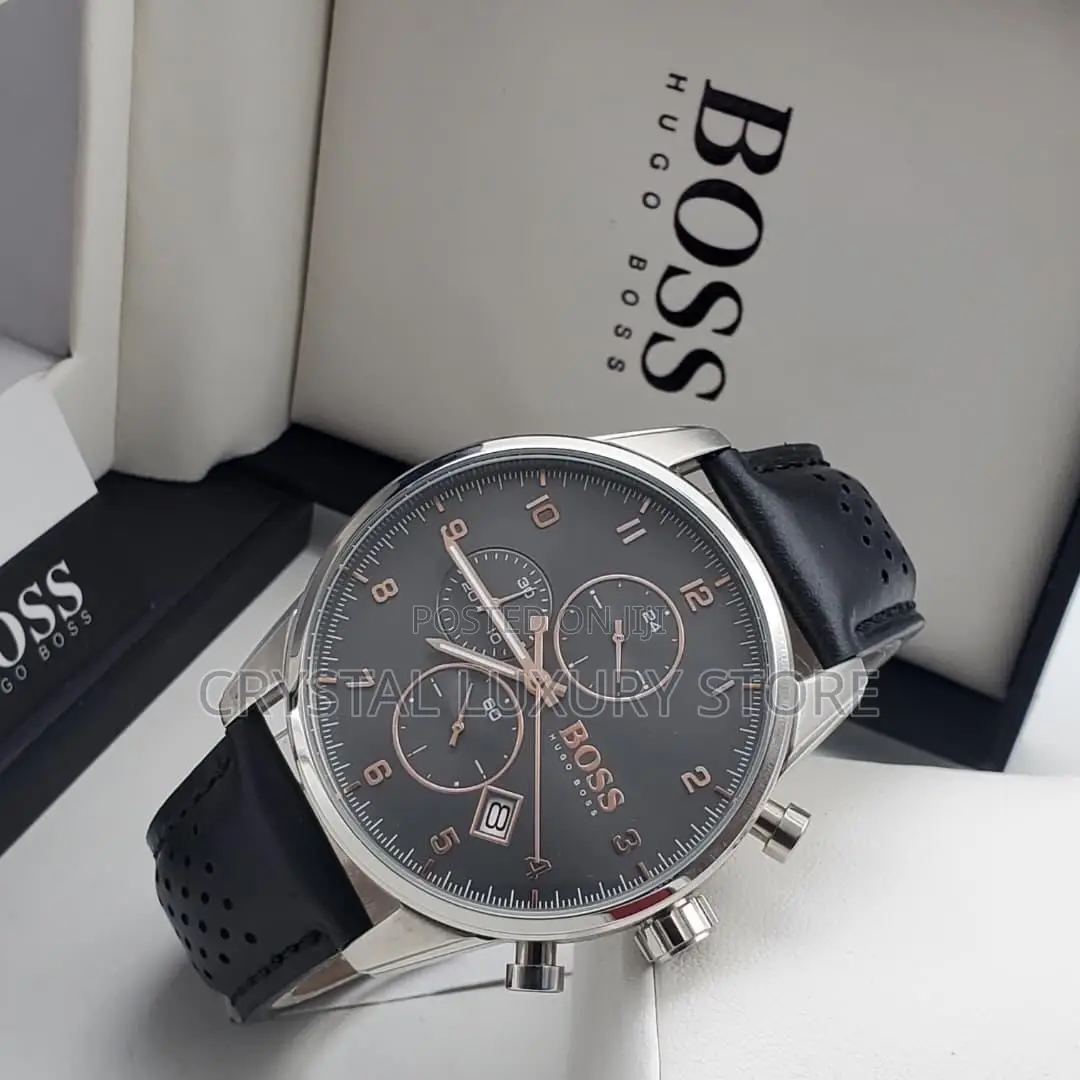 Hugo Boss Quality Luxury Men Genuine Leather Wristwatch