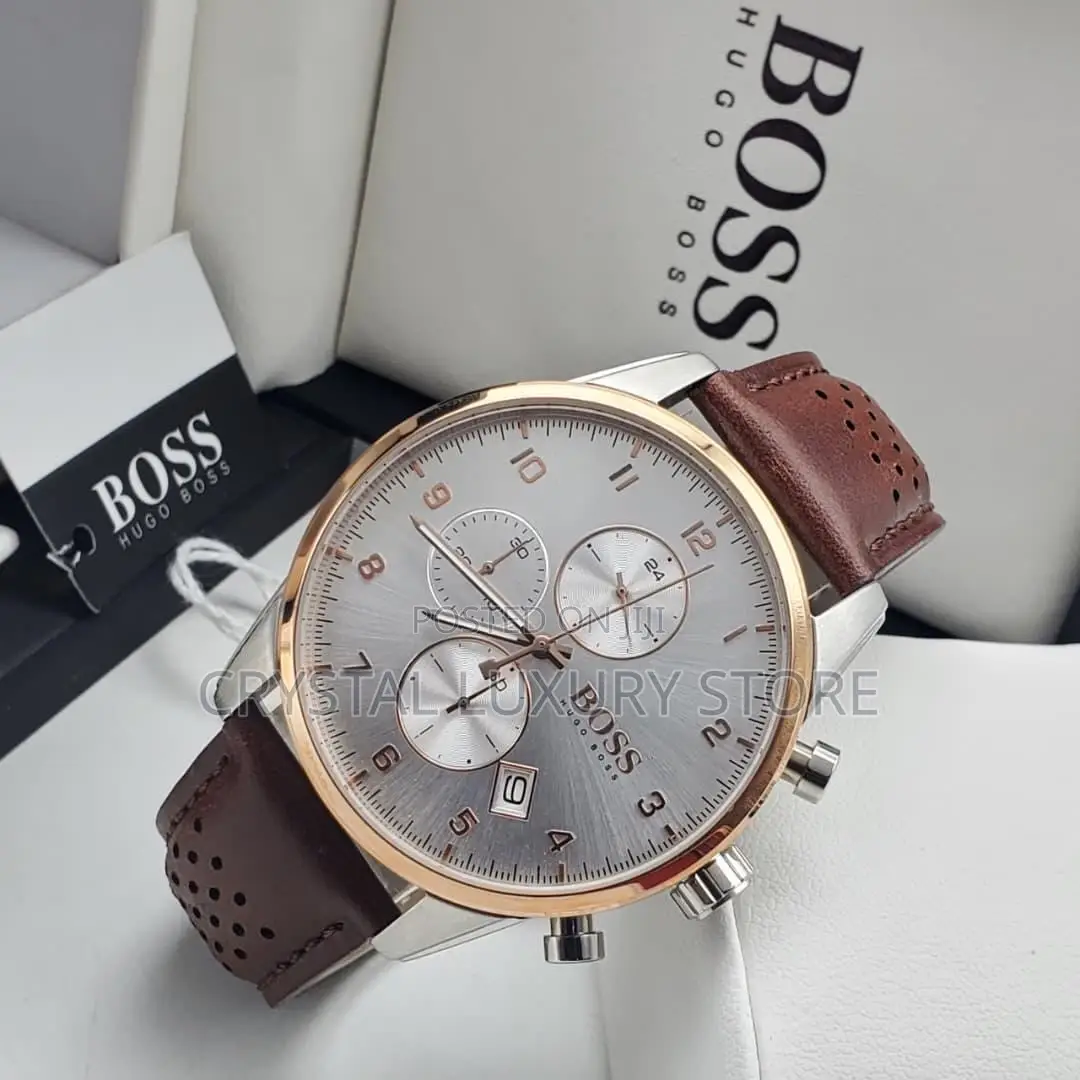 Hugo Boss Quality Luxury Men Genuine Leather Wristwatch