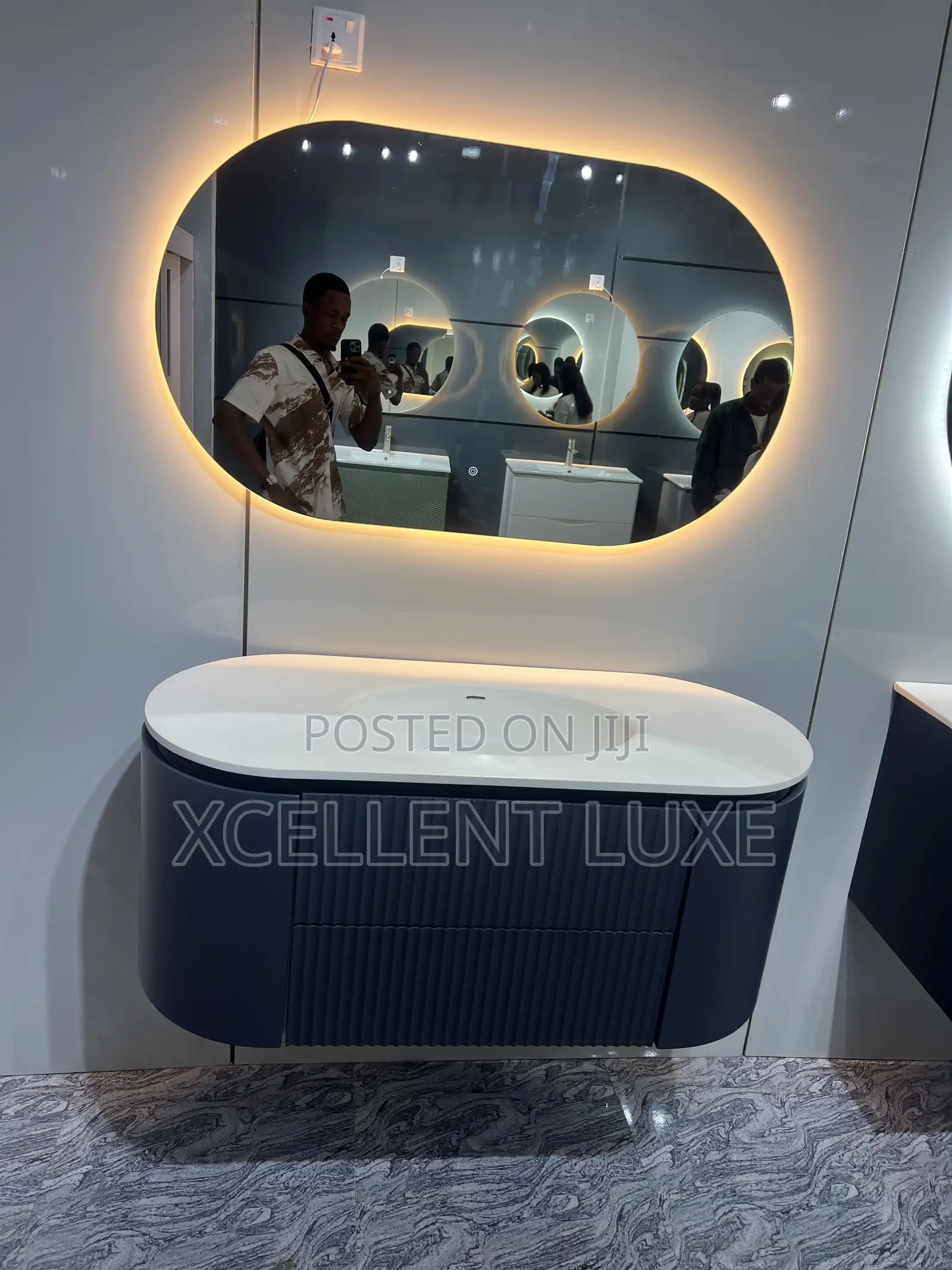 Vanity Cabinet Wash Hand Basin With LED Mirror