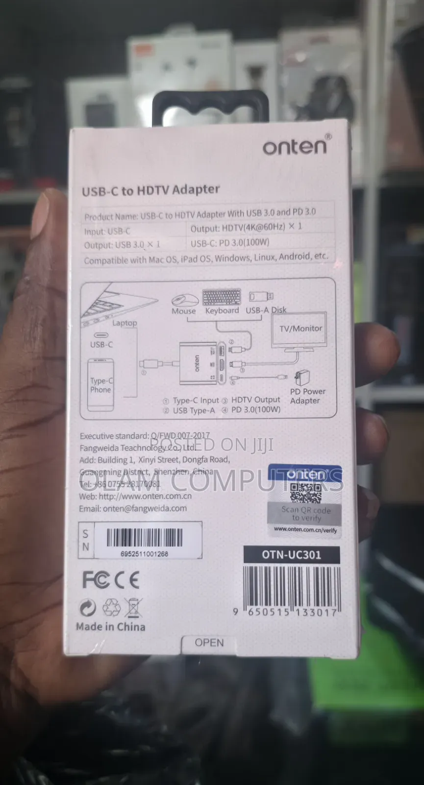 ONTEN USB-C to HDTV Adapter With USB 3.0 and PD 3.0 4K