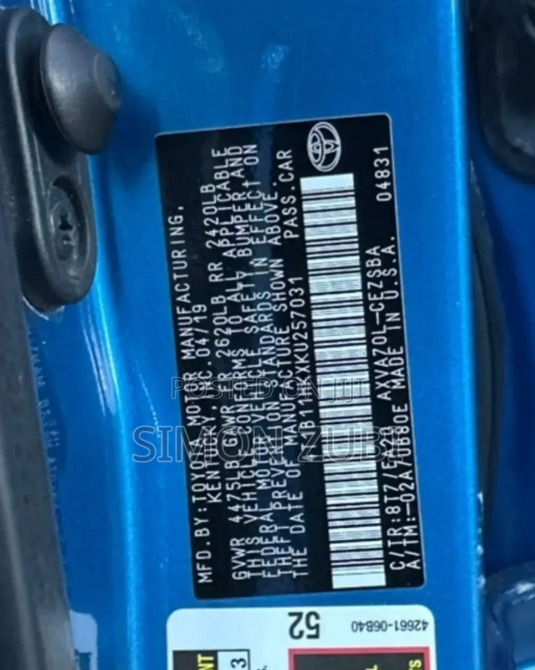 Toyota Camry SE (2.5L 4cyl 8A) 2019 Blue