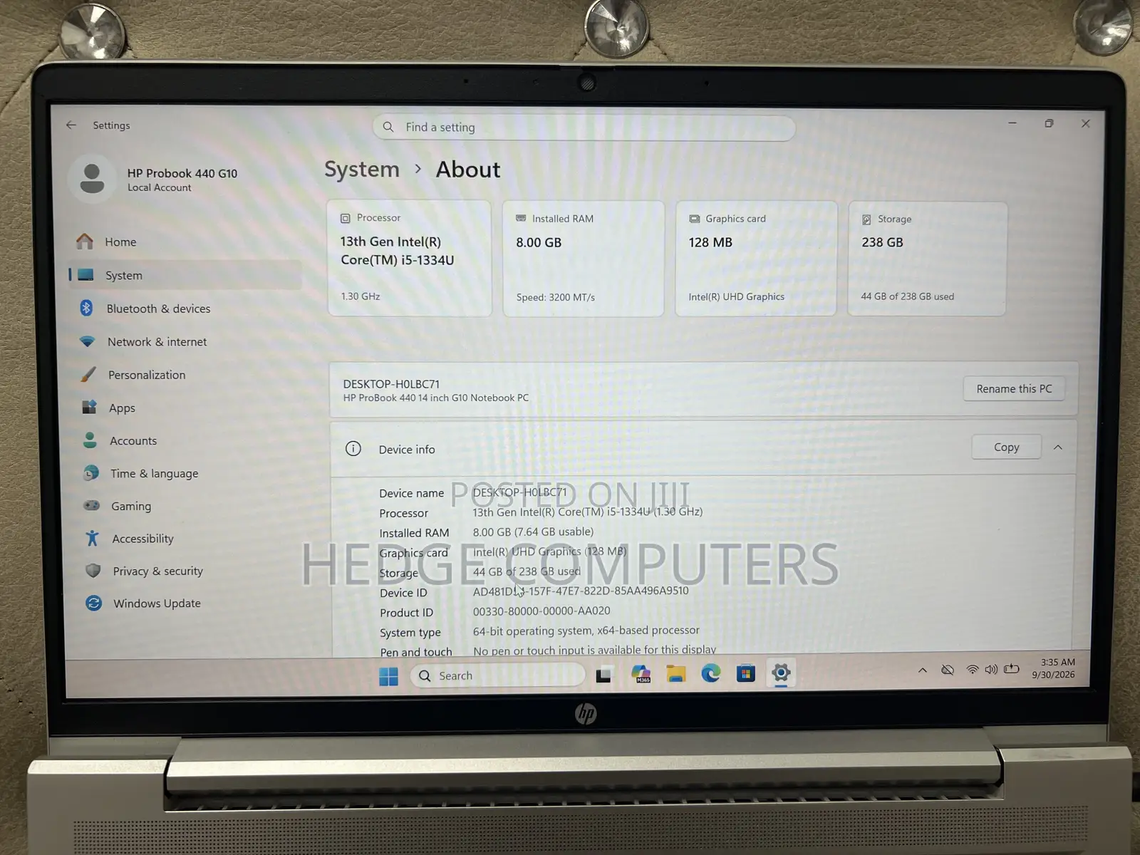 Laptop HP ProBook 440 G10 8GB Intel Core i5 SSD 256GB
