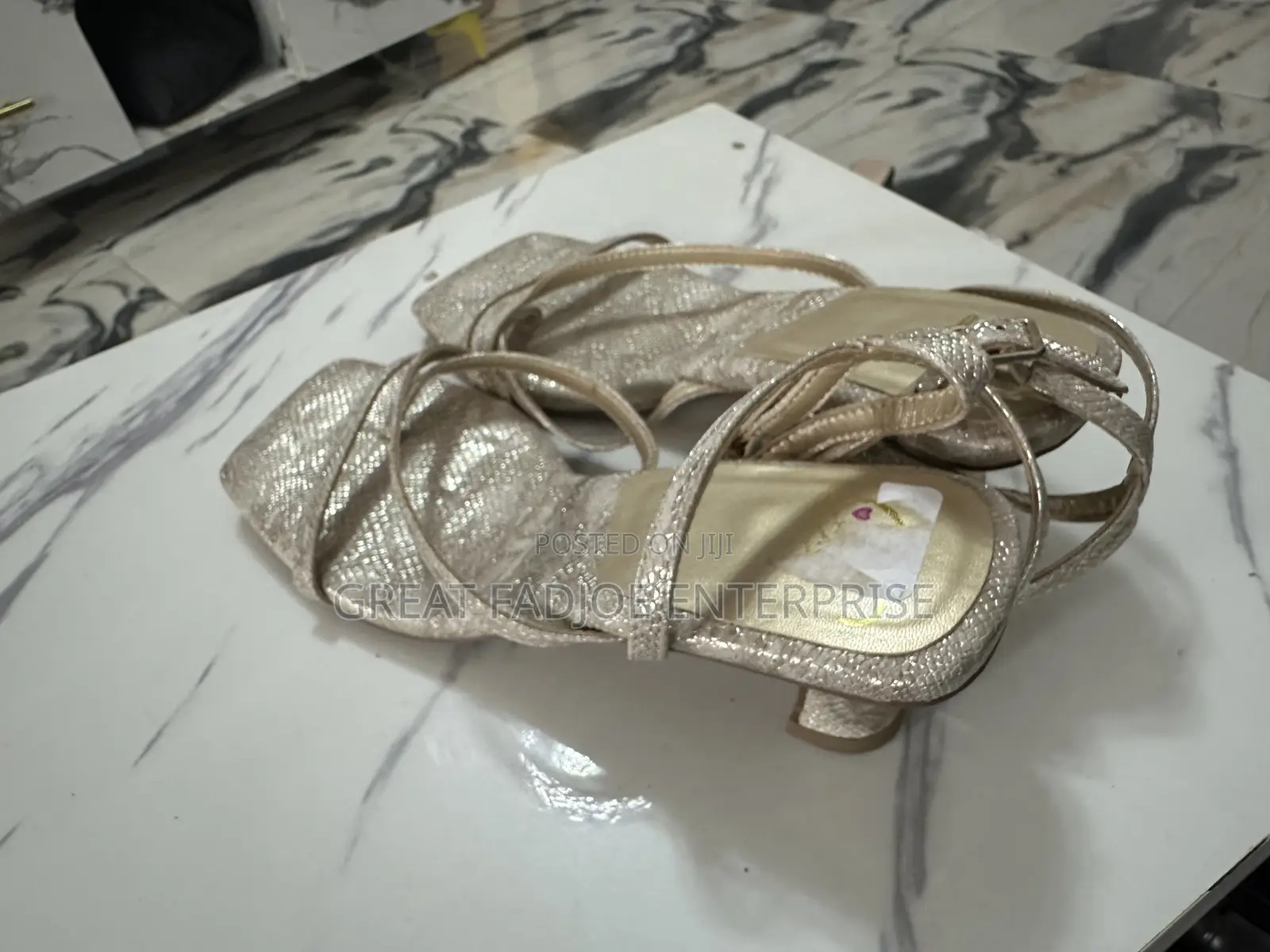 Elegant Champagne Glitter Strappy Heels