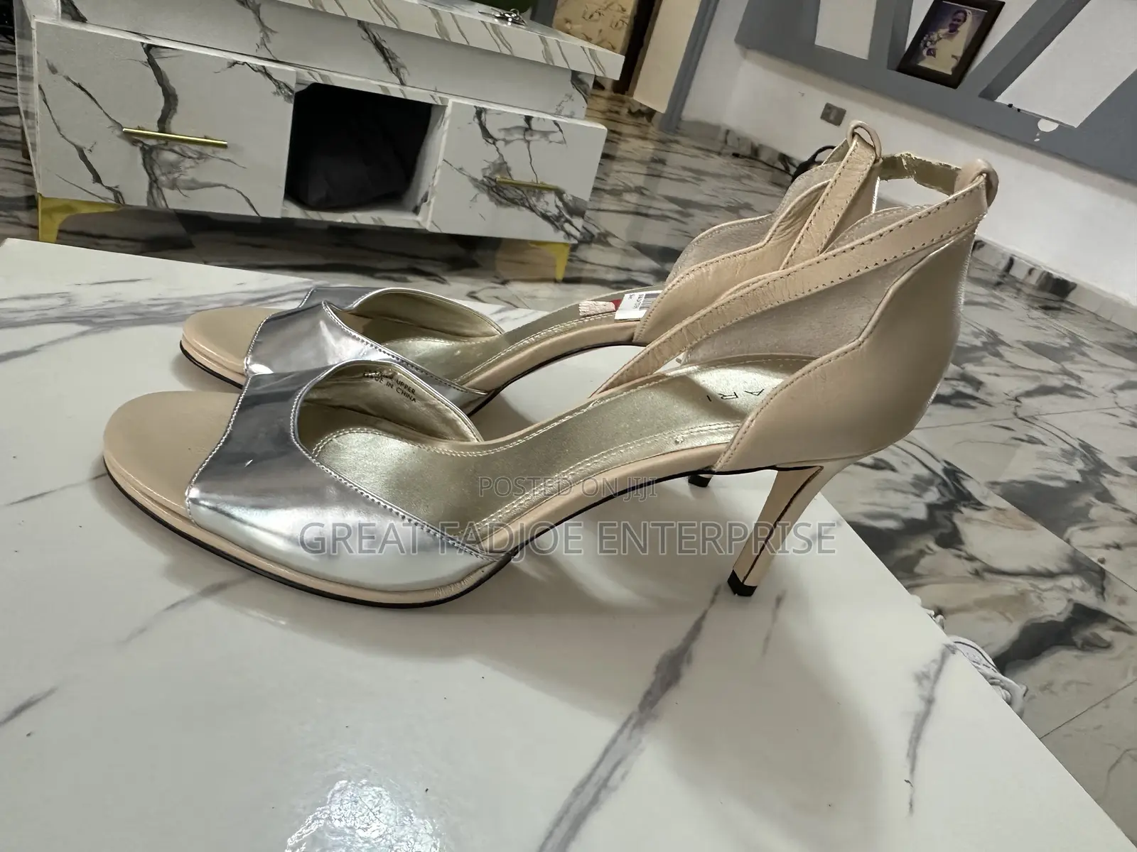 Chic Nude Silver Two-Tone Heels