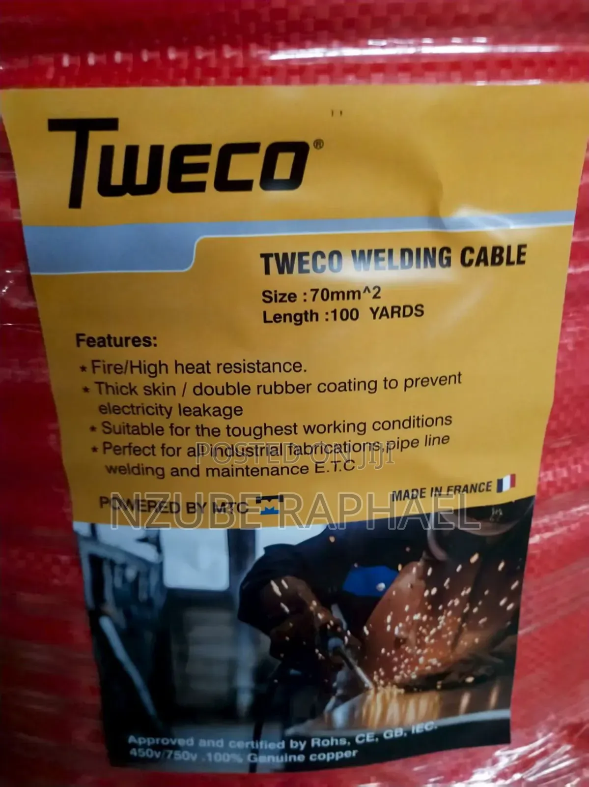 Tweco Welding Cable 70mm*100yards