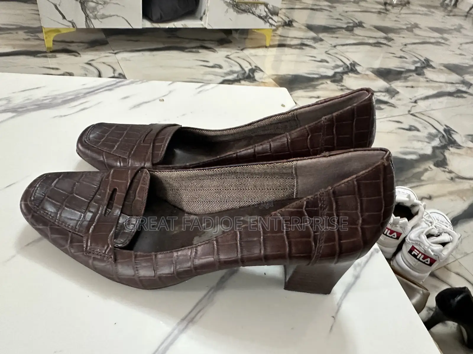 Classic Chocolate Brown Croc-Embossed Loafers