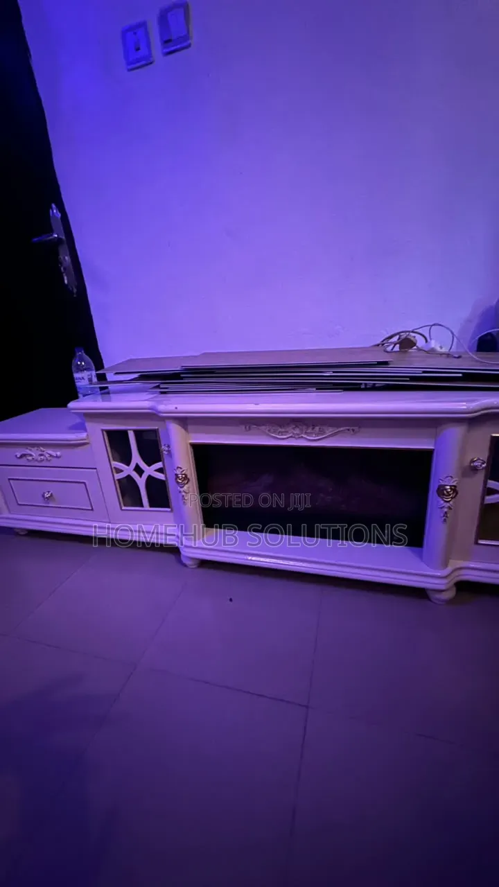 8ft Long Marble TV Stand With Fireplace