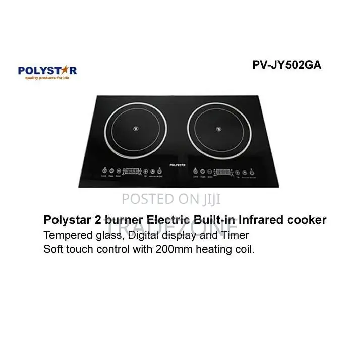 Polystar 2 Burner Electric Built-in Infrared Cooker | PV-JY502GA