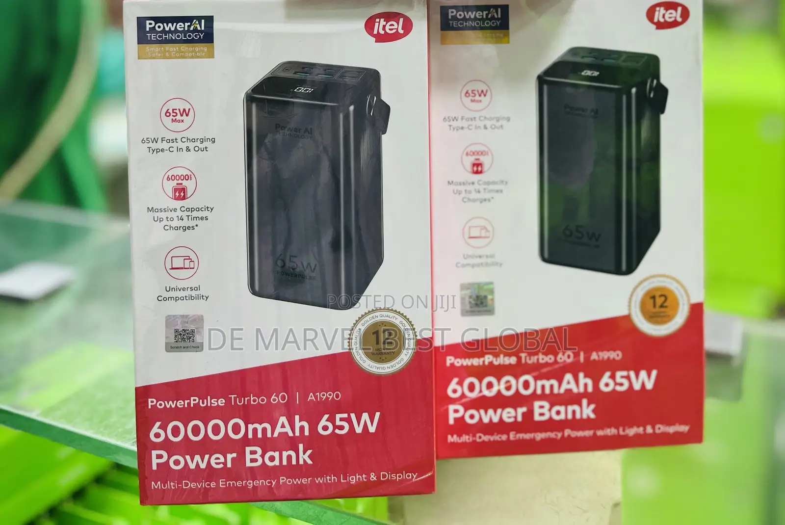A1990 60000mAh 65W Power Bank Multi-Device Power With Light Display