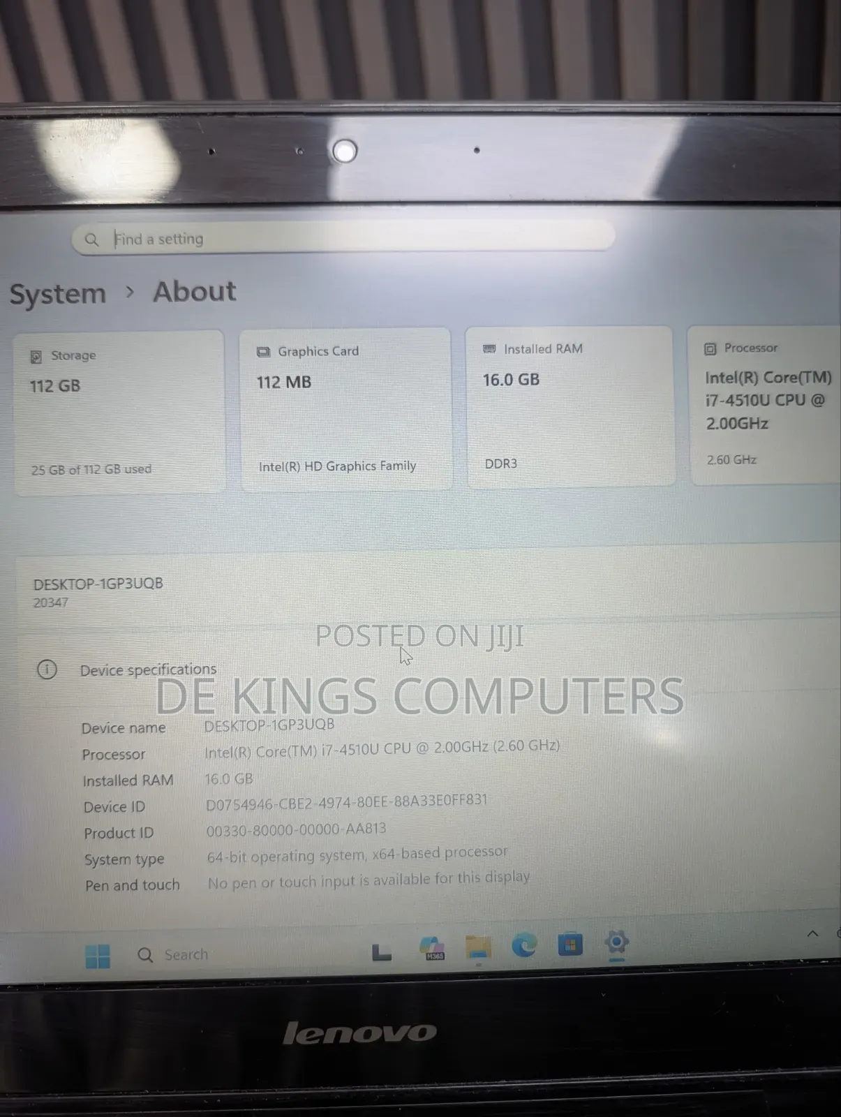 Laptop Lenovo 16GB Intel Core i7 SSD 128GB