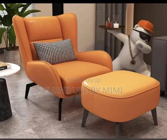 Luxury Modern Wingback Accent Chair With Matching Ottoman Set