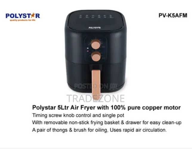 Polystar 5l Air Fryer Pure Copper Pv-K5afm