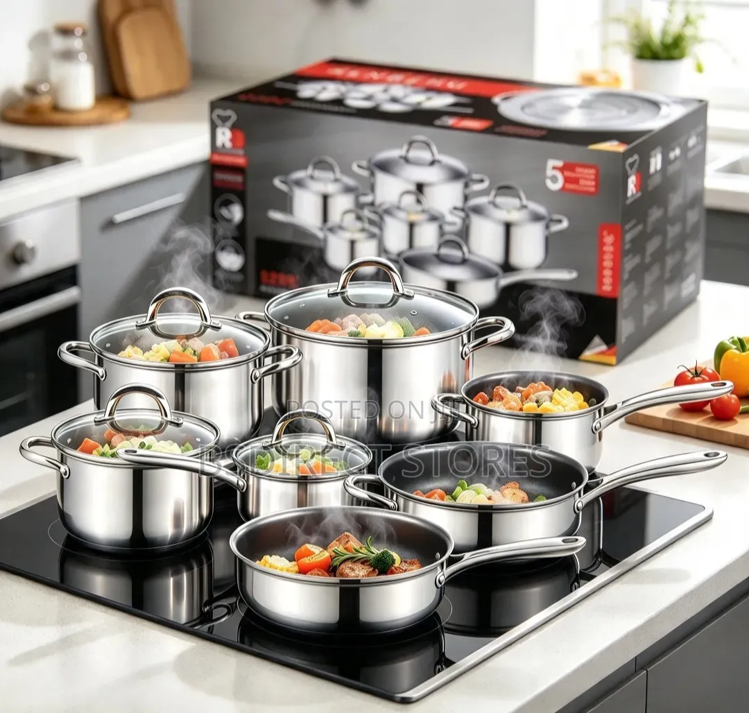 Renberg Alexander Jumbo Cookware Set With Lid Silver, 12 PCS