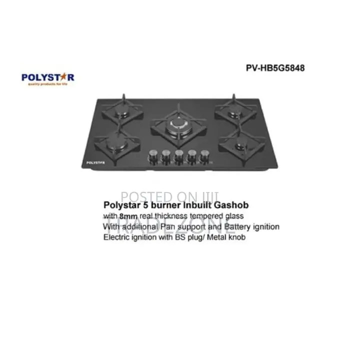 Polystar 90CM 5 Gas Burner Built-in Gas Hob | PV-HB5G5848
