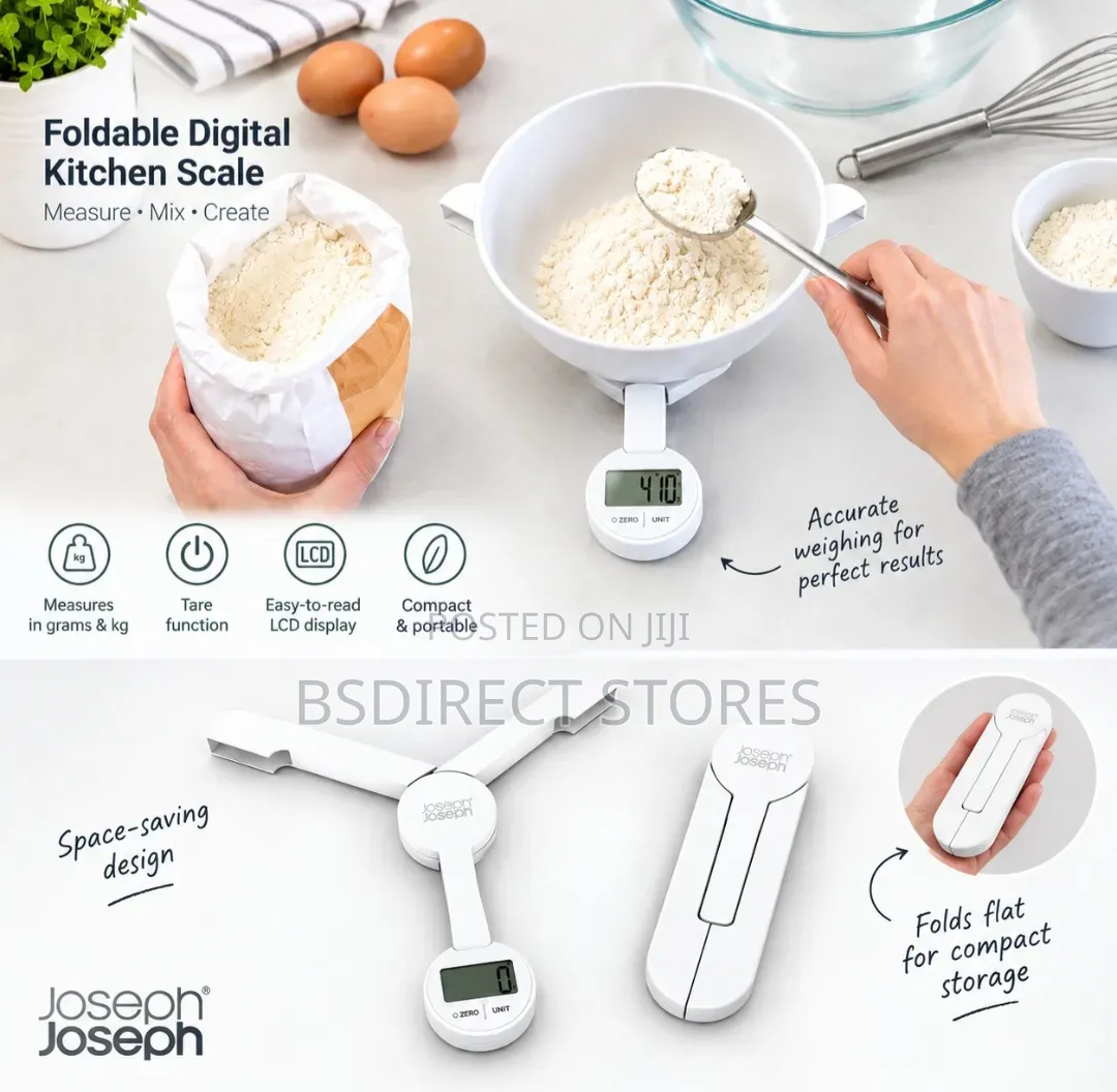 Joseph Joseph Triscale Compact Folding Digital Scale, White