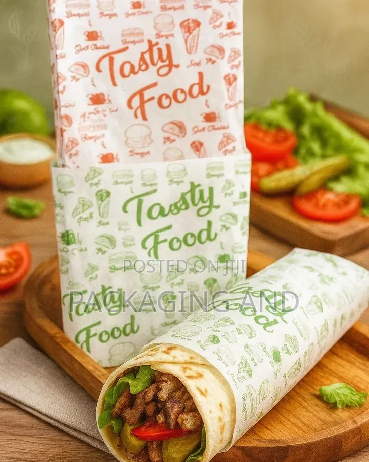 A4 Shawarma Wrap Greaseproof Paper – Branded Food Packaging