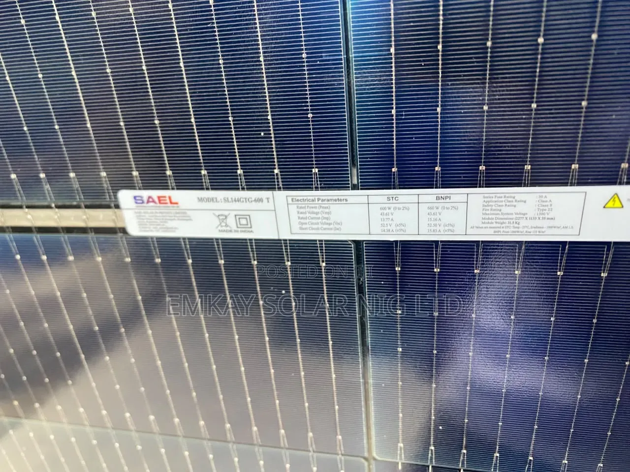 Sael 600w Bifacial Panel