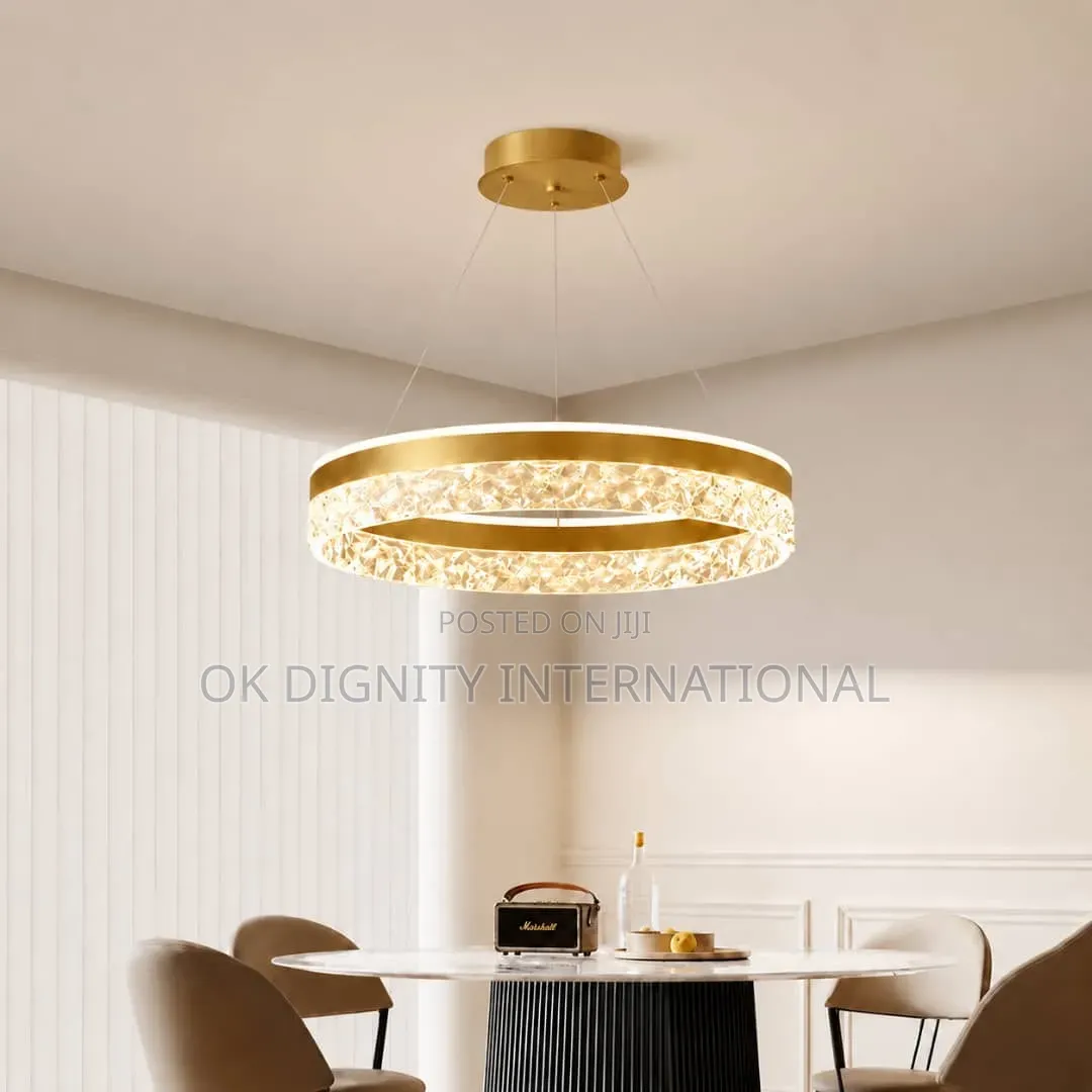 Luxury Gold Crystal Ring LED Chandelier – Modern Pendant Light
