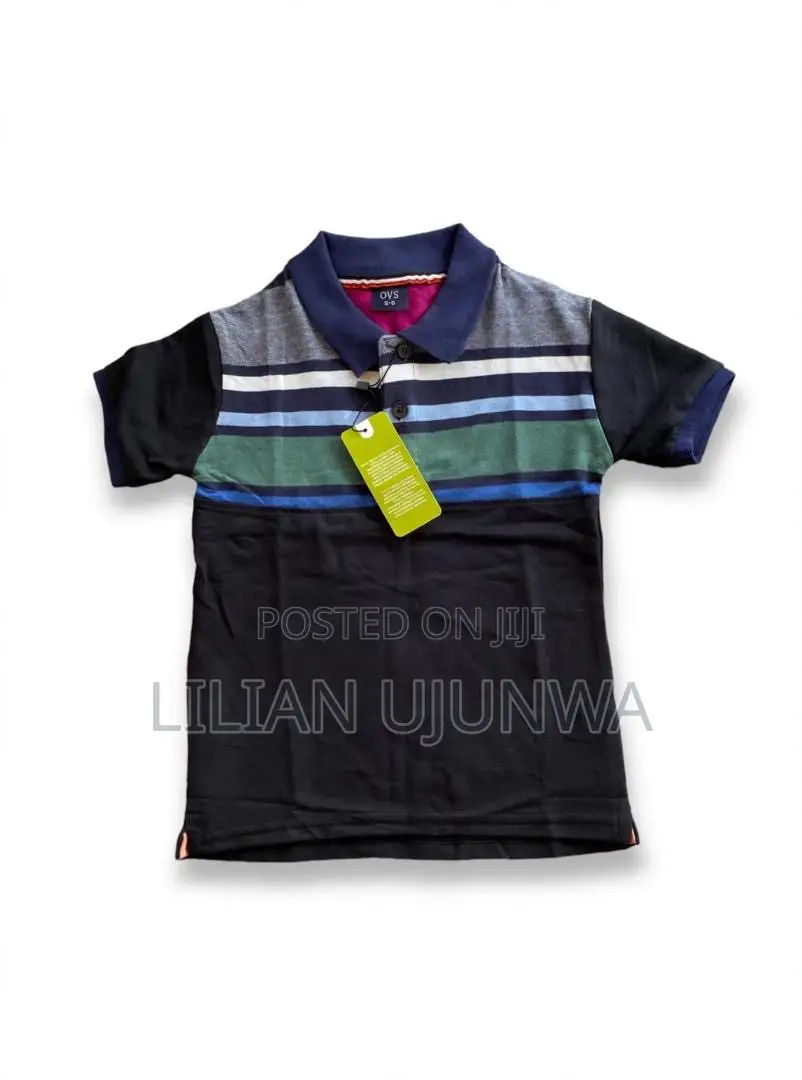 Boys Quality Polo Top Olive/Navy - Age 5/6 7/8yrs