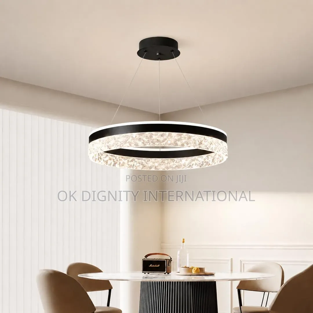  Luxury Black Crystal Ring Led Chandelier 