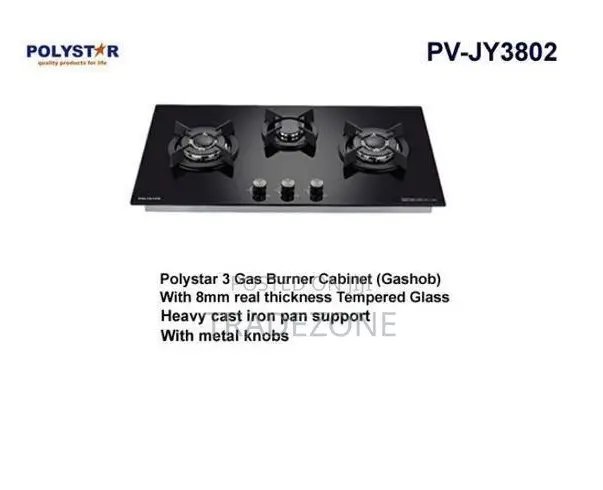 Polystar 90CM 3 Burner Built-in Gas Hob | PV-JY3802