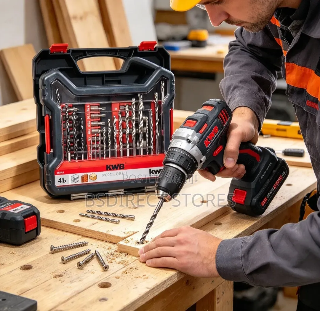 KWB Power- 41 Drill and Bit Set, Grains, Stone, Wood, Metal