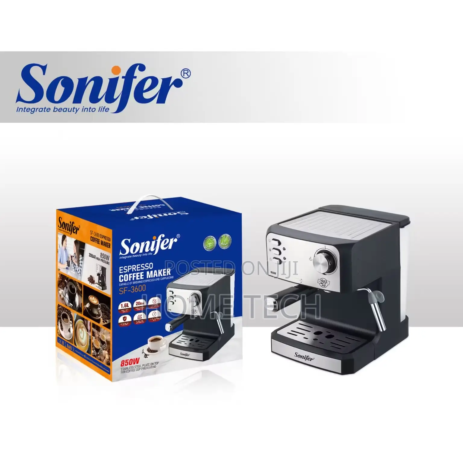 Sonifer 850W 1.6L Espresso Coffee Maker Cappuccino Machine (SF-3600)