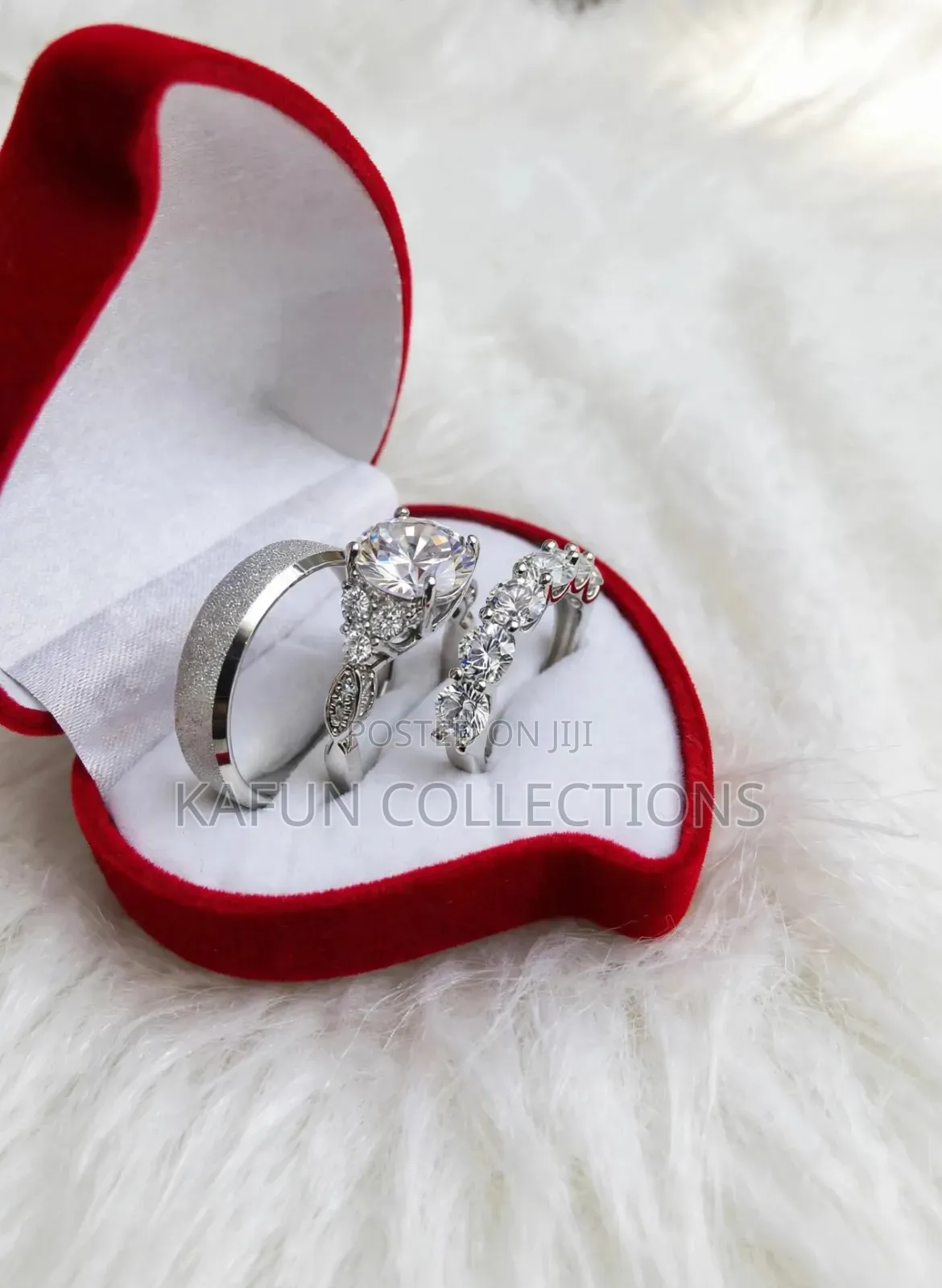 Elegant Solid Zirconia and Steel Engagement and Wedding Rings Set