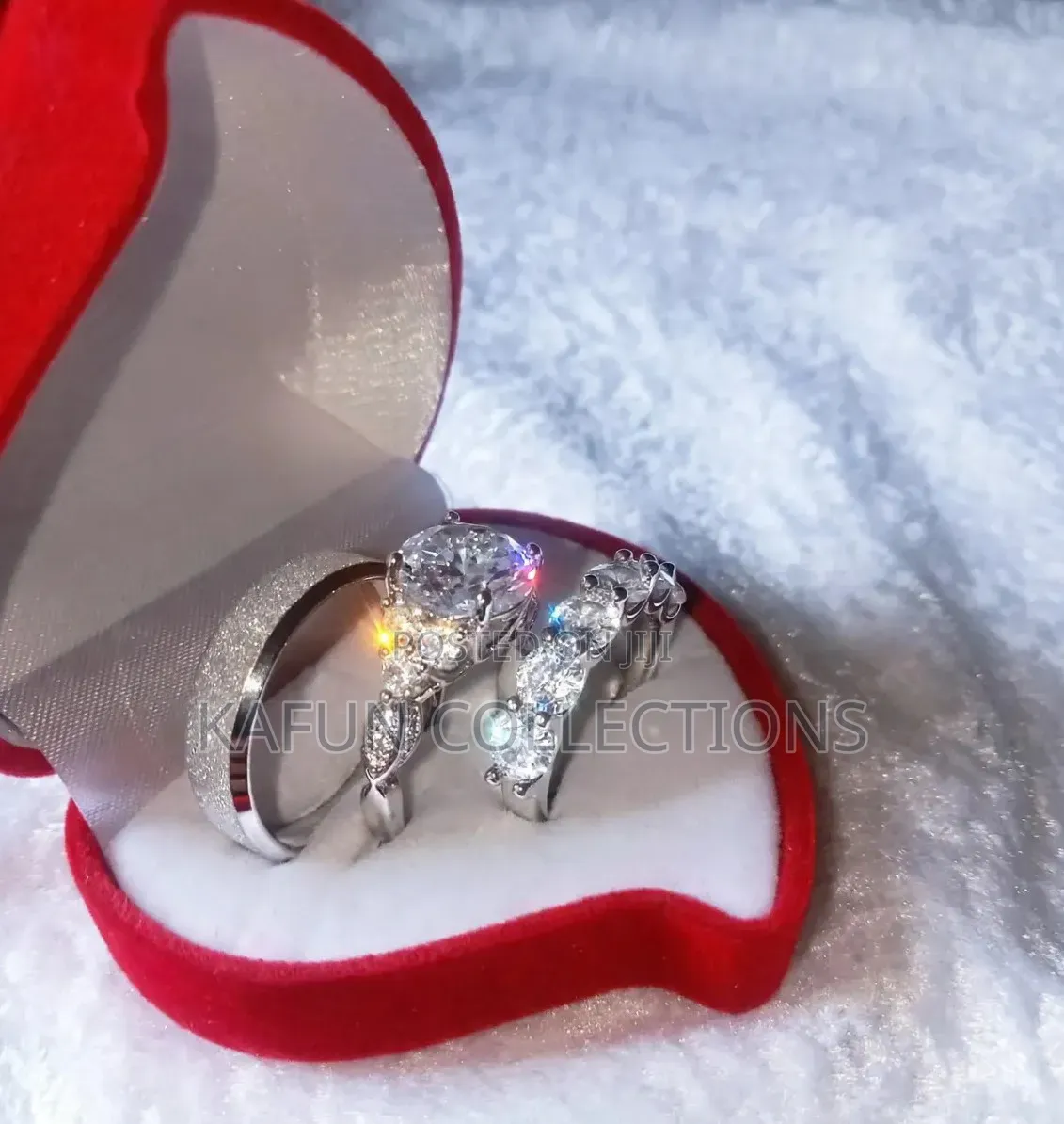 Elegant Solid Zirconia and Steel Engagement and Wedding Rings Set