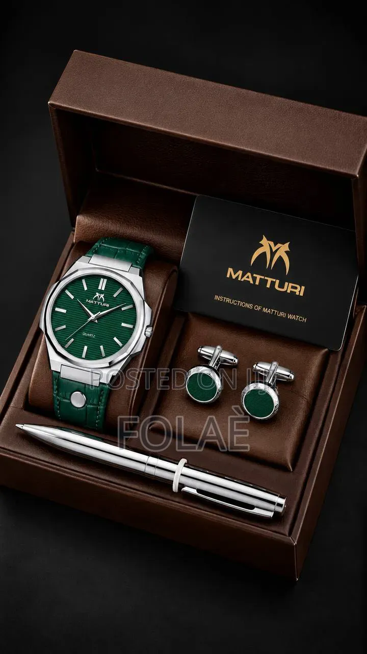 MATTIRI Men Wrist Watch With Pen and Cufflinks