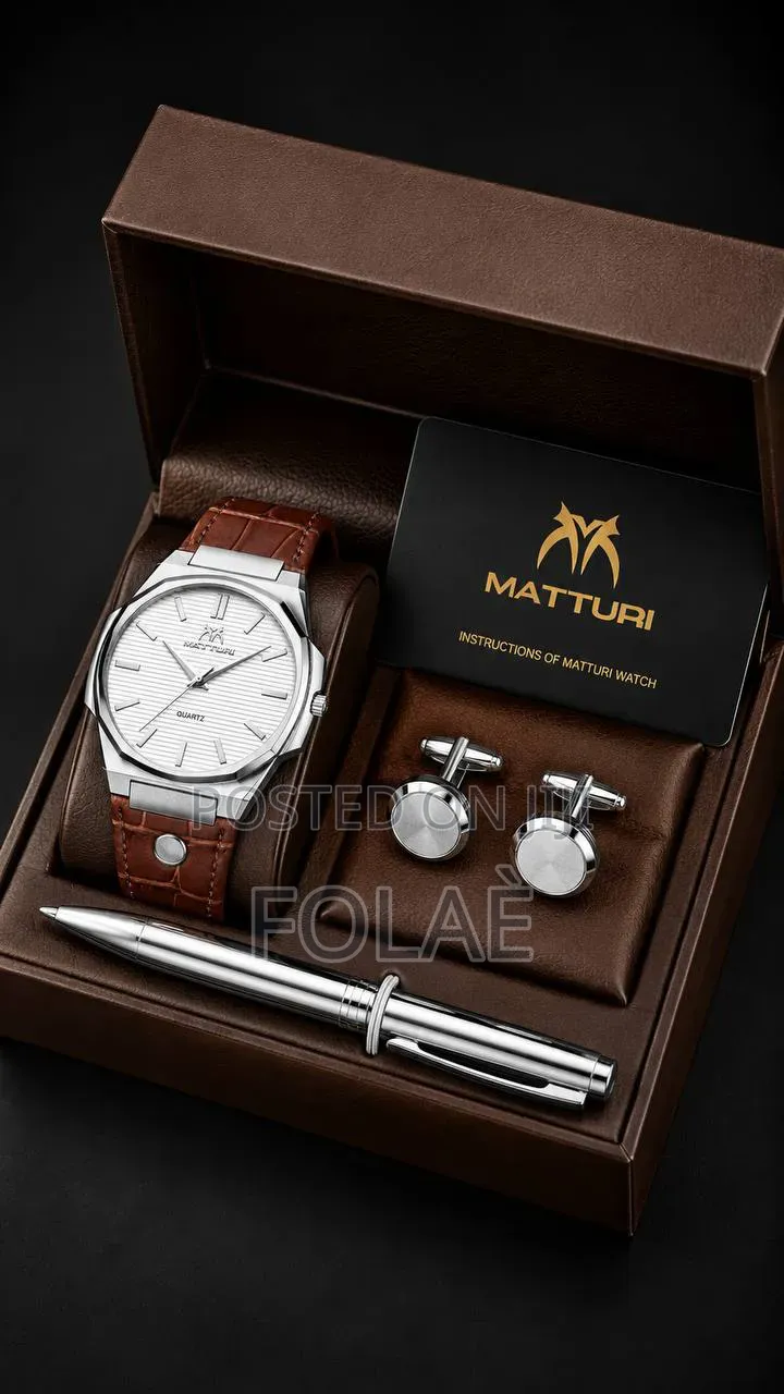 MATTIRI Men Wrist Watch With Pen and Cufflinks
