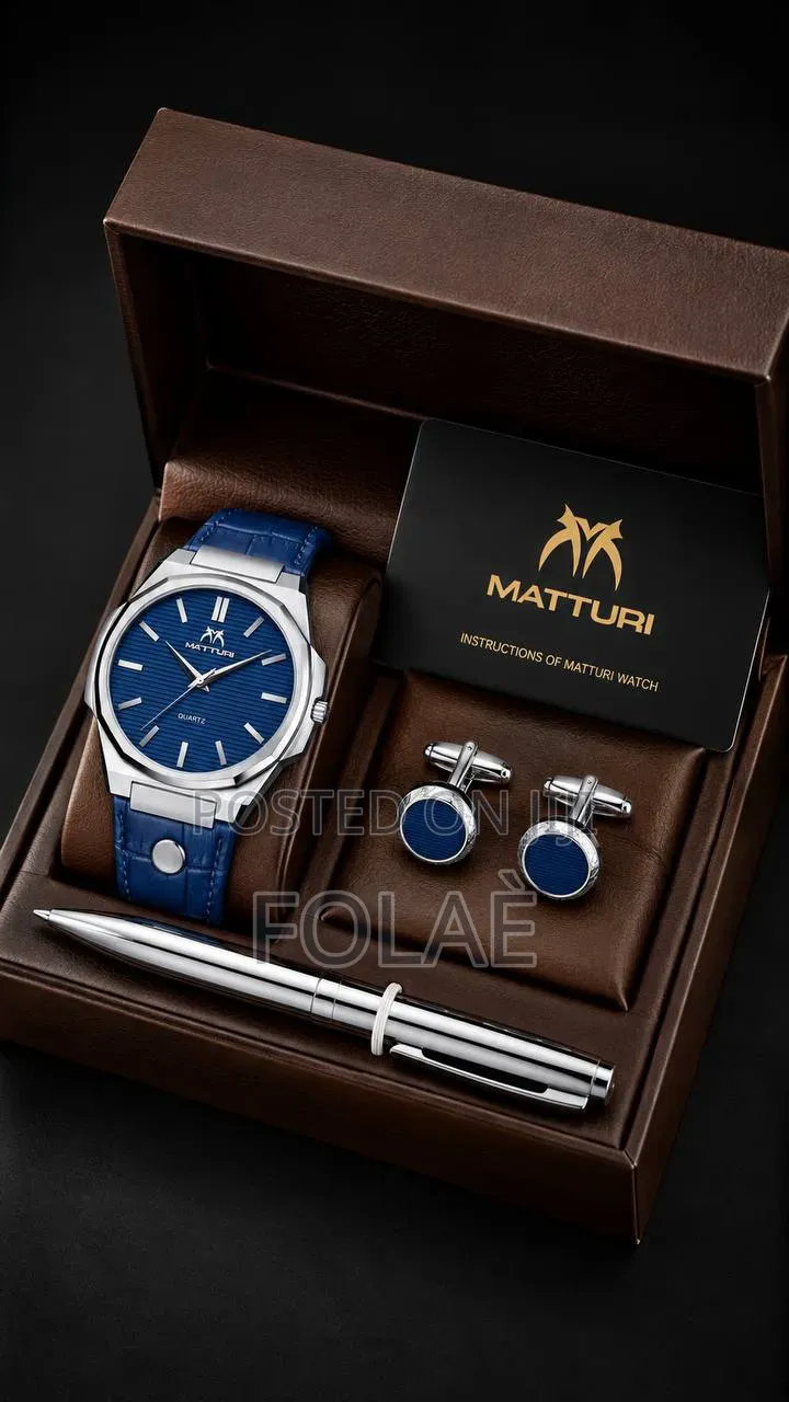 MATTIRI Men Wrist Watch With Pen and Cufflinks