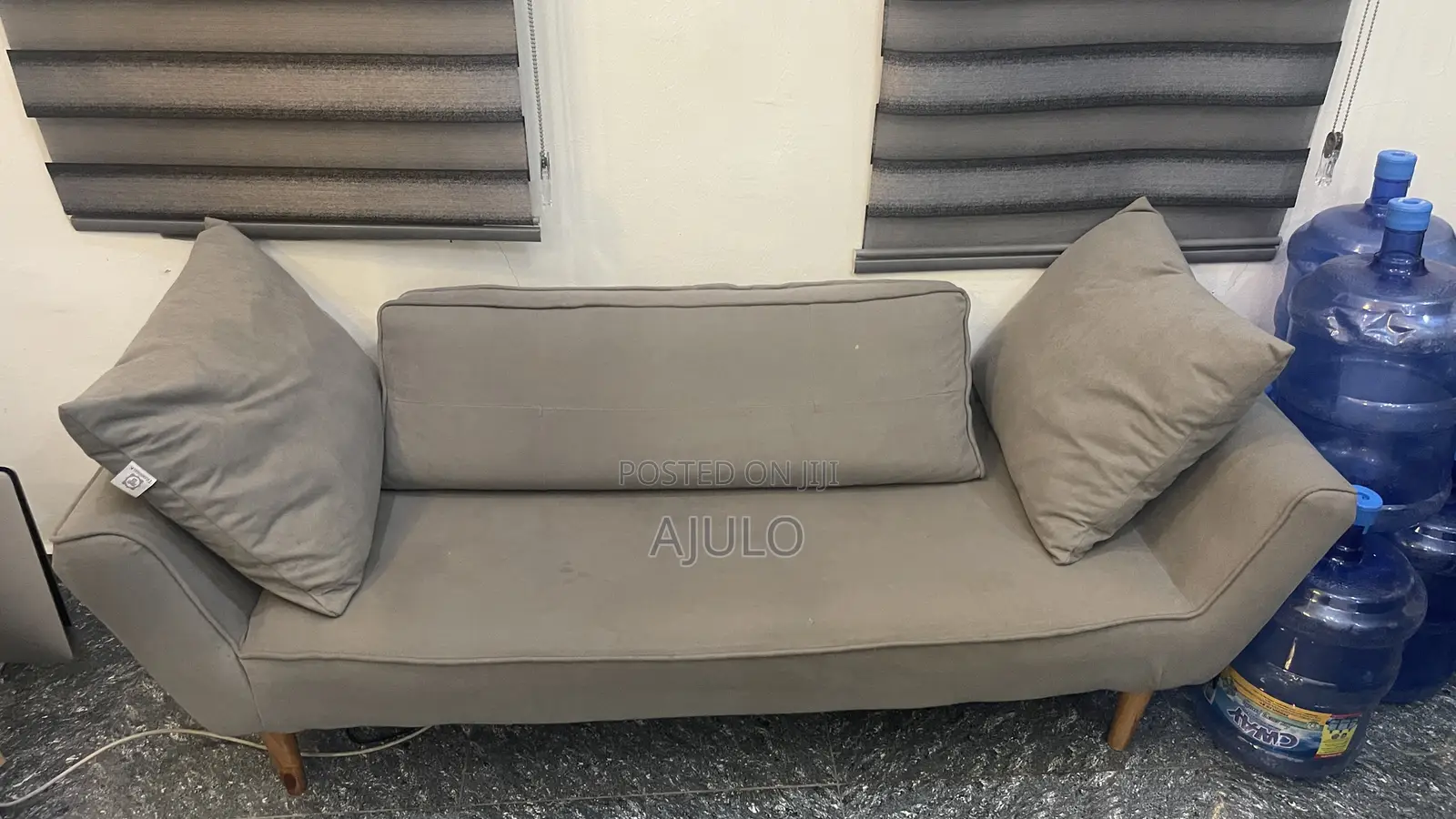 Grey 2 Seater Ottoman With 2 Pillows