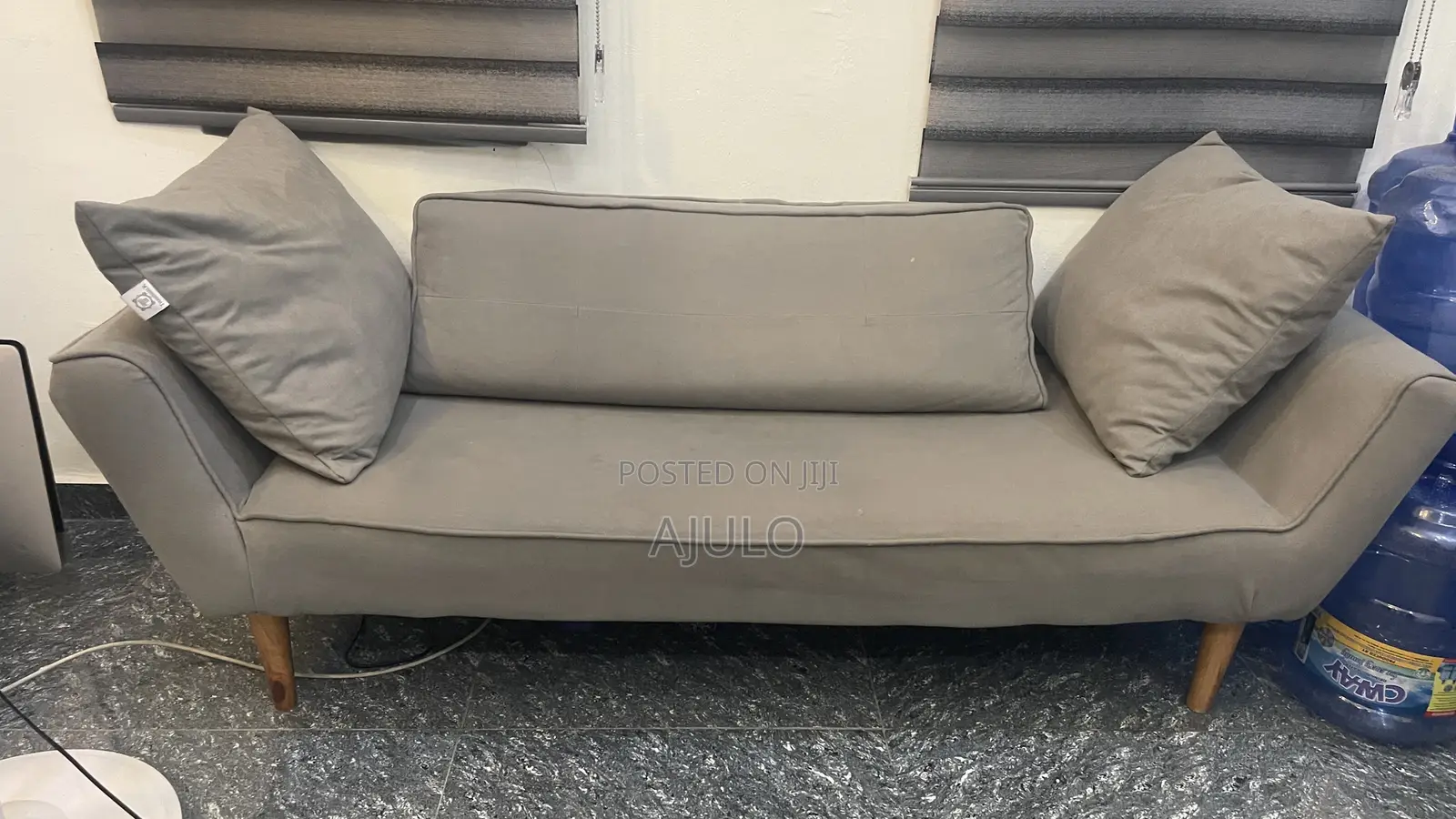 Grey 2 Seater Ottoman With 2 Pillows